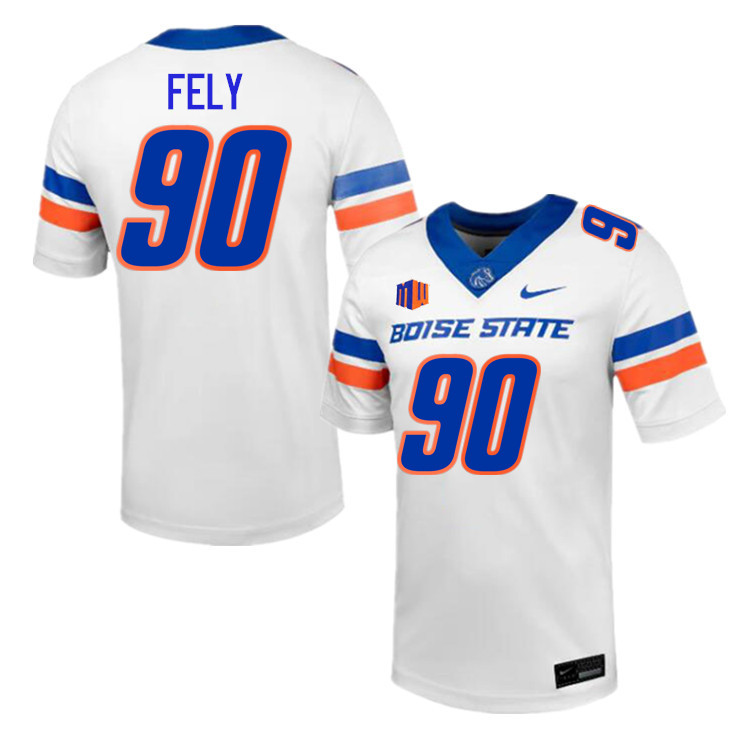 Braxton Fely Jersey, Boise State Broncos #90 Braxton Fely Football Jersey College Uniforms-White